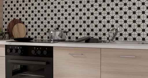 Küchenblock- ohne E-Geräte, B ca. 270 cm, Eiche Dekor, Weiß, Matt