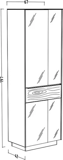 Vitrine - mit Beleuchtung, B ca. 67 cm, Kaschmir, Eiche massiv