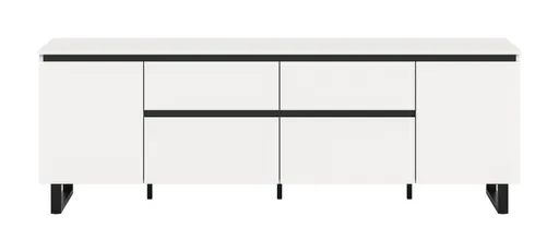 Lowboard - B ca. 188 cm, Weiß, Schwarz