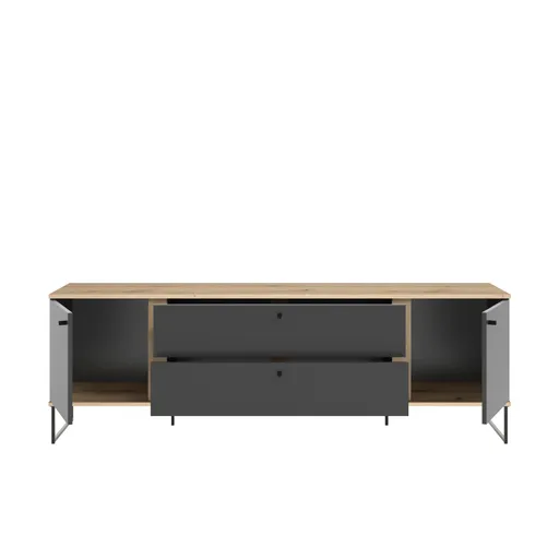 Lowboard - B ca. 180 cm, Anthrazit, Evoke Eiche Nachbildung