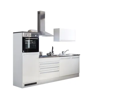 Küchenblock- ohne E-Geräte, B ca. 260 cm, Weiß Matt, Weiß Hochglanz