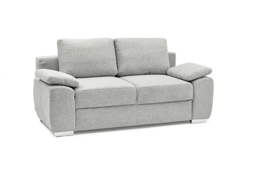 Schlafsofa EMIEL - 2-Sitzer inkl. Schlaffunktion und Bettkasten, Stoff, Hellgrau