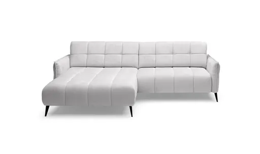 Ecksofa - Ecke links 2-Sitzer inkl. Relaxfunktion, Stoff, Hellgrau
