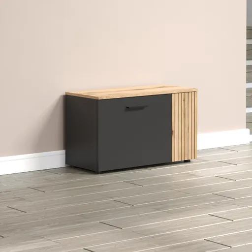 Sitzbank - B ca. 80 cm, Anthrazit, Eiche Coast Evoke Nachbildung