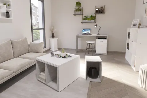 Schreibtisch- LB ca. 123x50 cm, Weiß, Schwarz