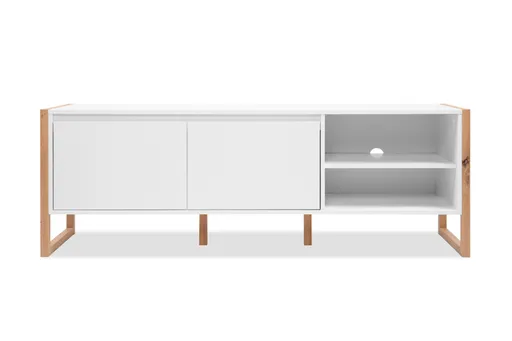 TV-Board - B ca. 160 cm, Weiß, Artisan Eiche Nachbildung