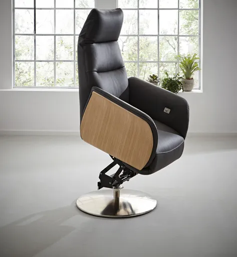 Relaxsessel Trona - Größe L, inkl. Relaxfunktion/ Kopfteil verstellbar (motorisch), Leder, Anthrazit