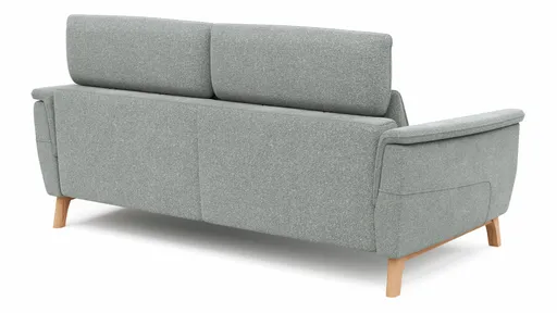 Sofa Nevin - 3-Sitzer inkl. Kopfpolsterverstellung, Stoff, Silbergrau