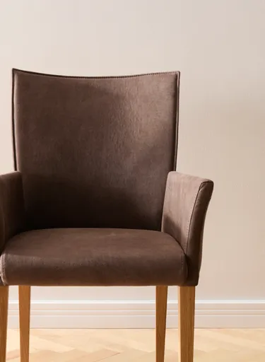 Armlehnstuhl Florea - Stoff, Dunkelbraun