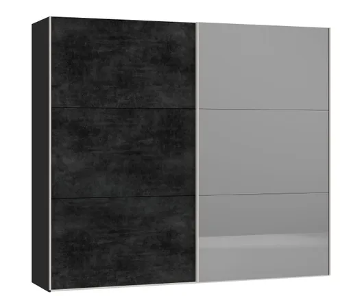 Schwebetürenschrank JOIN IT- B ca. 252 cm., Schwarz, Graphit, Spiegel Dunkel