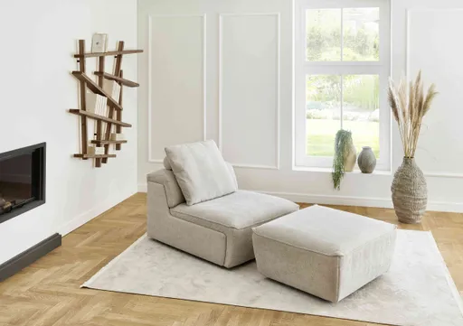 Sessel - inkl. Kissen mit Rolle, Stoff, Natur