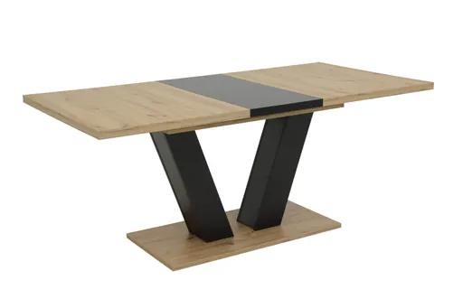 Esstisch - ausziehbar, LB ca. 140x80 cm, Artisan Eiche Nachbildung, Schwarz