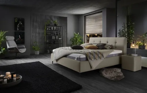 Polsterbett - Líegefläche ca. 180x200 cm, Stoff, Mandel