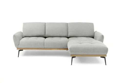 Ecksofa EDDIE - 2-Sitzer, Ecke rechts inkl. Rückenverstellungen, Stoff, Hellgrau