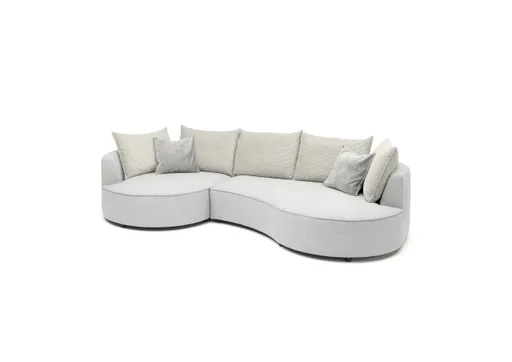 Ecksofa - Ecke links, 2-Sitzer, Stoff, Silberfarben