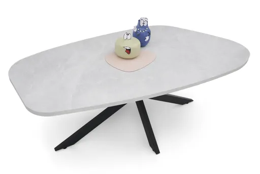 Esstisch - LB ca. 200x100 cm, Keramikoptik weiß, Schwarz