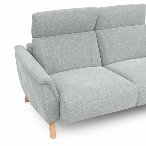 Sofa Nevin - 2,5-Sitzer inkl. Sitzvorzug (motorisch) und Kopfpolsterverstellung, Stoff, Silbergrau