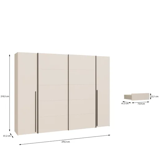  Schwebe-/Drehtürenschrank FAHDA- B ca. 270 cm, Sand