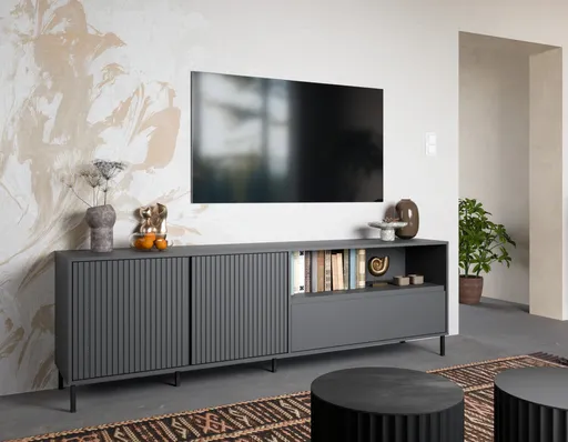 TV-Lowboard - B ca. 208 cm, Anthrazit
