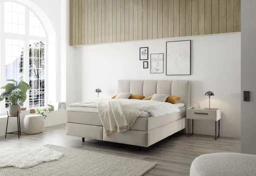 Boxspringbett - Liegefläche ca. 180x200 cm, Stoff, Grau