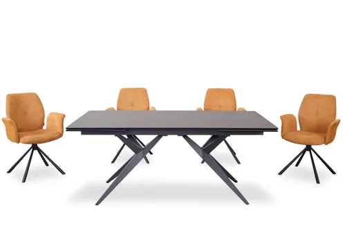 Esstisch MICHELA - ausziehbar, LB ca. 180x95 cm, Glaskeramik, Dunkelgrau