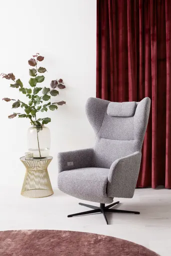 Relaxsessel Clemens - inkl. Relaxfunktion (motorisch), Kopfstütze/Akku, Stoff, Grau