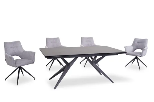 Esstisch MICHELA - ausziehbar, LB ca. 180x95 cm, Glaskeramik, Dunkelgrau