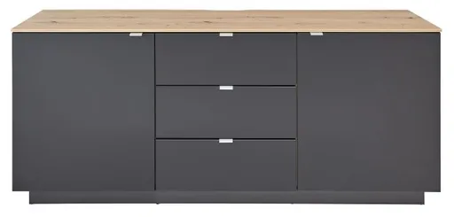 TV-Sideboard - Schwarz, Eiche Dekor