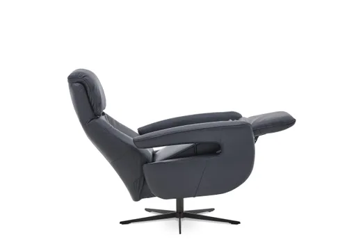 TV-Sessel - Größe M, Relaxfunktion, Kopfteil verstellbar, Leder, Dunkelblau