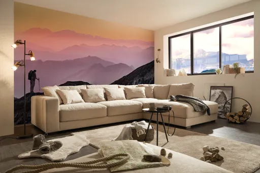 Ecksofa - 3-Sitzer, Ecke rechts, Stoff, Beige