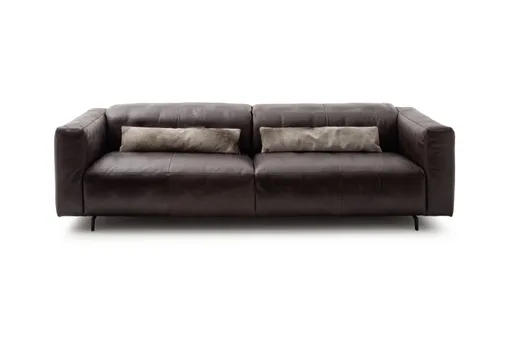 Sofa Arrezo - Leder, Tabakbraun, Rücken verstellbar