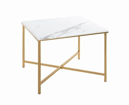 Beistelltisch - B/H/T ca. 60x47x60 cm, Marmoroptik, Goldfarben
