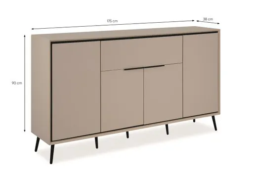 Sideboard - B ca. 175 cm, Sand, Schwarz