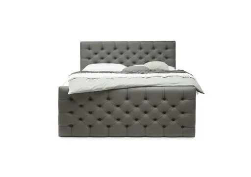 Boxspringbett SANDRIN- Liegefläche ca. 200x200 cm, Stoff, Dunkelgrau, inkl. Stauraum und Fußteil