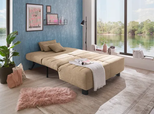  Faltsofa Easy - 2-Sitzer ohne Armlehne, ca. 140 cm inkl. Schlaffunktion, Stoff, Braun