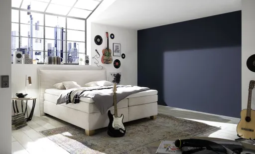  Boxspringbett HADAI- Liegefläche ca. 180x200 cm, Stoff, Creme, Bonell, Inkl. Topper