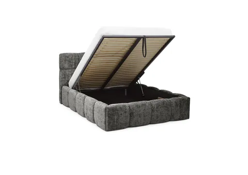 Bettgestell SANDRIN R- Liegefläche ca. 140x200 cm, Stoff, Grau, inkl Latterost und Stauraum