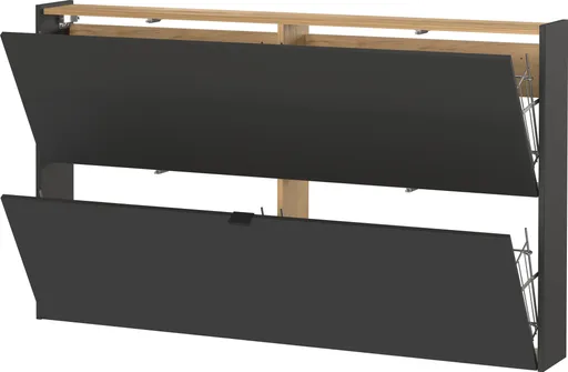 Schuhschrank GIANNA - B ca. 140 cm, Graphit, Navarra Eiche Nachbildung