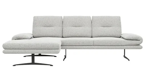 Ecksofa Lucero 2.0 - Longchair mit 2-Sitzer rechts inkl. Rückenlehne verstellbar, Stoff, Offwhite