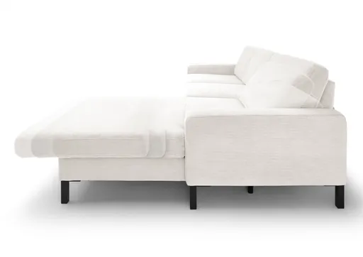 Ecksofa CALM MOVE 2.0 - 2,5-Sitzer mit Longchair rechts, Schlaffunktion, Feincord, Weiß