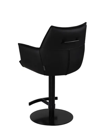 Barhocker MELE - drehbar, höhenverstellbar, Leder, Schwarz