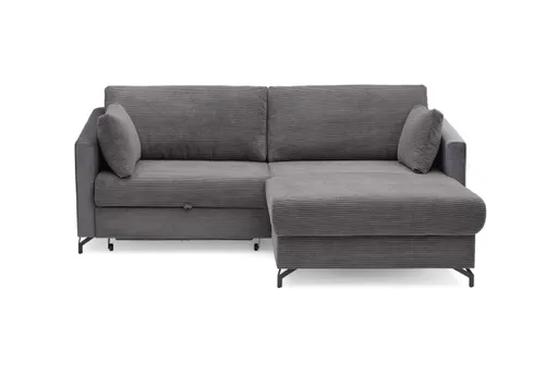 Ecksofa - 1,5-Sitzer, Ecke rechts inkl. Schlaffunktion und Bettkasten, Stoff, Grau