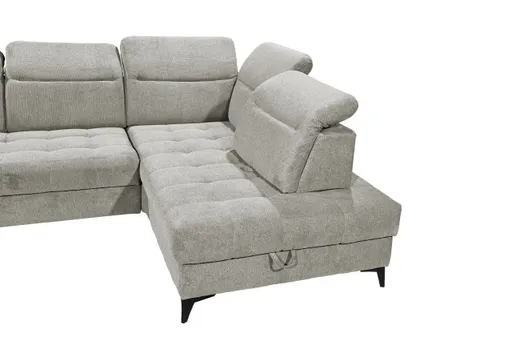 Ecksofa - 2-Sitzer, Ecke rechts inkl. Funktionen, Stoff, Taupe