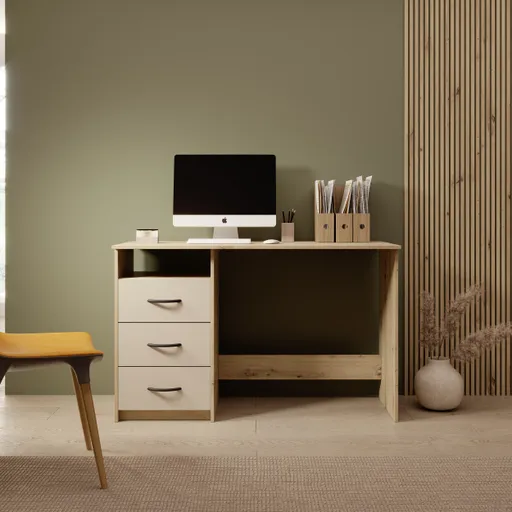 Schreibtisch - LB ca. 123x50 cm, Eiche Dekor, Kaschmir