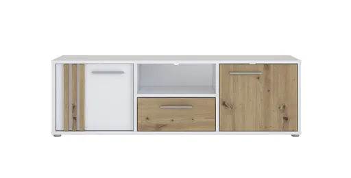 TV-Board FLORISS- Weiß, Eiche Dekor