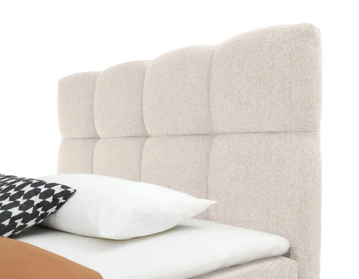 Boxspringbett SANDRIN R- Liegefläche ca. 160x200 cm, Stoff, Creme, inkl. Stauraum und Fußteil