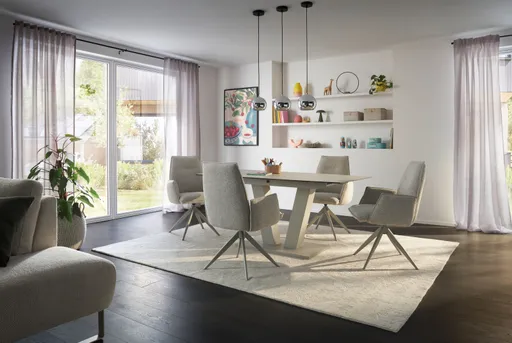 Armlehnstuhl Dinner - drehbar, Stoff, Champagner