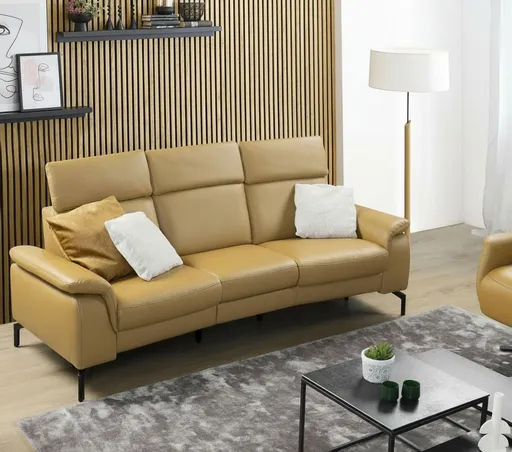 Sofa - 3-Sitzer, Leder, Senfgelb