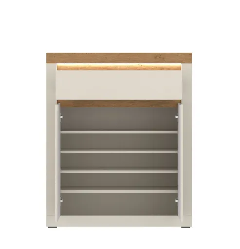 Schuhschrank - mit Beleuchtung, B ca. 94 cm, Kaschmir, Stone Eiche Nachbildung