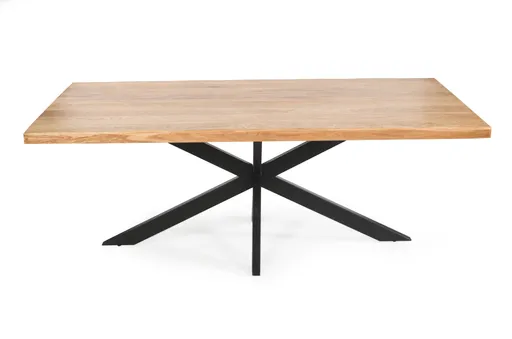 Esstisch - LB ca. 220x100 cm, Eiche massiv geölt, Baumkante, Schwarz